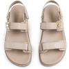 DREAM PAIRS Women’s Comfortable Open Toe Flat Sandals Fashion One Band Summer Dessy Sandals(Beige-pu)