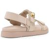 DREAM PAIRS Women’s Comfortable Open Toe Flat Sandals Fashion One Band Summer Dessy Sandals(Beige-pu)