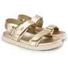 DREAM PAIRS Women’s Comfortable Open Toe Flat Sandals Fashion One Band Summer Dessy Sandals(Gold-metallic)