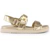 DREAM PAIRS Women’s Comfortable Open Toe Flat Sandals Fashion One Band Summer Dessy Sandals(Gold-metallic)