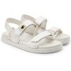 DREAM PAIRS Women’s Comfortable Open Toe Flat Sandals Fashion One Band Summer Dessy Sandals(White)