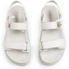 DREAM PAIRS Women’s Comfortable Open Toe Flat Sandals Fashion One Band Summer Dessy Sandals(White)