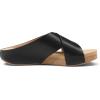 DREAM PAIRS Women’s Cork Slide Sandals Slip on Open Toe Cute Platform Criss Cross Flat Sandals for Summer(Black/Pu)
