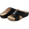 DREAM PAIRS Women’s Cork Slide Sandals Slip on Open Toe Cute Platform Criss Cross Flat Sandals for Summer(Black/Pu)