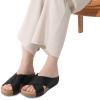 DREAM PAIRS Women’s Cork Slide Sandals Slip on Open Toe Cute Platform Criss Cross Flat Sandals for Summer(Black/Pu)