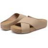 DREAM PAIRS Women’s Cork Slide Sandals Slip on Open Toe Cute Platform Criss Cross Flat Sandals for Summer(Taupe-nubuck)