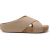 DREAM PAIRS Women’s Cork Slide Sandals Slip on Open Toe Cute Platform Criss Cross Flat Sandals for Summer(Taupe-nubuck)