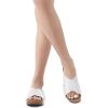 DREAM PAIRS Women’s Cork Slide Sandals Slip on Open Toe Cute Platform Criss Cross Flat Sandals for Summer(White/Pu)