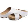 DREAM PAIRS Women’s Cork Slide Sandals Slip on Open Toe Cute Platform Criss Cross Flat Sandals for Summer(White/Pu)