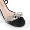 DREAM PAIRS Women’s Double Bowknots Crystal Sandals Low Chunky Heels Clear Slingback Dress Shoes for Wedding Bridal Party(Black)