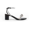 DREAM PAIRS Women’s Double Bowknots Crystal Sandals Low Chunky Heels Clear Slingback Dress Shoes for Wedding Bridal Party(Black)