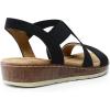 DREAM PAIRS Women’s Dressy Slip on Elastic Ankle Strap Summer Wedge Heels Low Wedge Cork Beach Sandals for Women Casual Vacation(Black-suede)