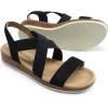 DREAM PAIRS Women’s Dressy Slip on Elastic Ankle Strap Summer Wedge Heels Low Wedge Cork Beach Sandals for Women Casual Vacation(Black-suede)