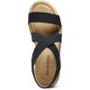 DREAM PAIRS Women’s Dressy Slip on Elastic Ankle Strap Summer Wedge Heels Low Wedge Cork Beach Sandals for Women Casual Vacation(Black-suede)