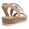 DREAM PAIRS Women’s Dressy Slip on Elastic Ankle Strap Summer Wedge Heels Low Wedge Cork Beach Sandals for Women Casual Vacation(Nude)