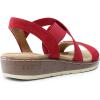 DREAM PAIRS Women’s Dressy Slip on Elastic Ankle Strap Summer Wedge Heels Low Wedge Cork Beach Sandals for Women Casual Vacation(Red)