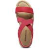 DREAM PAIRS Women’s Dressy Slip on Elastic Ankle Strap Summer Wedge Heels Low Wedge Cork Beach Sandals for Women Casual Vacation(Red)