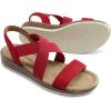 DREAM PAIRS Women’s Dressy Slip on Elastic Ankle Strap Summer Wedge Heels Low Wedge Cork Beach Sandals for Women Casual Vacation(Red)