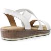 DREAM PAIRS Women’s Dressy Slip on Elastic Ankle Strap Summer Wedge Heels Low Wedge Cork Beach Sandals for Women Casual Vacation(White)