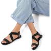 DREAM PAIRS Women’s Elastic Ankle Strap Flat Sandals Summer Dressy Shoes Cute Strappy Gladiator Sandals(All Black-elastic)