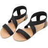 DREAM PAIRS Women’s Elastic Ankle Strap Flat Sandals Summer Dressy Shoes Cute Strappy Gladiator Sandals(Black)