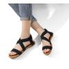 DREAM PAIRS Women’s Elastic Ankle Strap Flat Sandals Summer Dressy Shoes Cute Strappy Gladiator Sandals(Black)