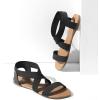 DREAM PAIRS Women’s Elastic Ankle Strap Flat Sandals Summer Dressy Shoes Cute Strappy Gladiator Sandals(Black)
