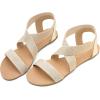 DREAM PAIRS Women’s Elastic Ankle Strap Flat Sandals Summer Dressy Shoes Cute Strappy Gladiator Sandals(Gold/Pu)