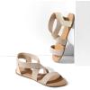 DREAM PAIRS Women’s Elastic Ankle Strap Flat Sandals Summer Dressy Shoes Cute Strappy Gladiator Sandals(Gold/Pu)