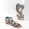 DREAM PAIRS Women’s Elastic Ankle Strap Flat Sandals Summer Dressy Shoes Cute Strappy Gladiator Sandals(Grey)