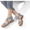 DREAM PAIRS Women’s Elastic Ankle Strap Flat Sandals Summer Dressy Shoes Cute Strappy Gladiator Sandals(Grey)