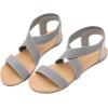 DREAM PAIRS Women’s Elastic Ankle Strap Flat Sandals Summer Dressy Shoes Cute Strappy Gladiator Sandals(Grey)