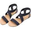 DREAM PAIRS Women’s Elastic Ankle Strap Flat Sandals Summer Dressy Shoes Cute Strappy Gladiator Sandals(Navy)