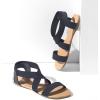 DREAM PAIRS Women’s Elastic Ankle Strap Flat Sandals Summer Dressy Shoes Cute Strappy Gladiator Sandals(Navy)