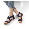 DREAM PAIRS Women’s Elastic Ankle Strap Flat Sandals Summer Dressy Shoes Cute Strappy Gladiator Sandals(Navy)