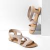 DREAM PAIRS Women’s Elastic Ankle Strap Flat Sandals Summer Dressy Shoes Cute Strappy Gladiator Sandals(Nude)
