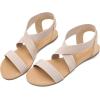 DREAM PAIRS Women’s Elastic Ankle Strap Flat Sandals Summer Dressy Shoes Cute Strappy Gladiator Sandals(Nude)