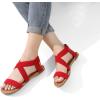 DREAM PAIRS Women’s Elastic Ankle Strap Flat Sandals Summer Dressy Shoes Cute Strappy Gladiator Sandals(Red)