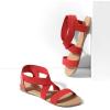 DREAM PAIRS Women’s Elastic Ankle Strap Flat Sandals Summer Dressy Shoes Cute Strappy Gladiator Sandals(Red)