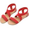 DREAM PAIRS Women’s Elastic Ankle Strap Flat Sandals Summer Dressy Shoes Cute Strappy Gladiator Sandals(Red)