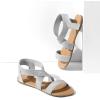 DREAM PAIRS Women’s Elastic Ankle Strap Flat Sandals Summer Dressy Shoes Cute Strappy Gladiator Sandals(Silver/Pu)