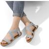 DREAM PAIRS Women’s Elastic Ankle Strap Flat Sandals Summer Dressy Shoes Cute Strappy Gladiator Sandals(Silver/Pu)