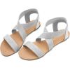 DREAM PAIRS Women’s Elastic Ankle Strap Flat Sandals Summer Dressy Shoes Cute Strappy Gladiator Sandals(Silver/Pu)