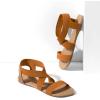 DREAM PAIRS Women’s Elastic Ankle Strap Flat Sandals Summer Dressy Shoes Cute Strappy Gladiator Sandals(Tan)
