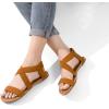 DREAM PAIRS Women’s Elastic Ankle Strap Flat Sandals Summer Dressy Shoes Cute Strappy Gladiator Sandals(Tan)