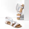 DREAM PAIRS Women’s Elastic Ankle Strap Flat Sandals Summer Dressy Shoes Cute Strappy Gladiator Sandals(White)