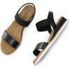 DREAM PAIRS Womens Espadrilles Ankle Stretch Elastic Strap Open Toe Wedges Flats Sandals(Black)