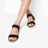 DREAM PAIRS Womens Espadrilles Ankle Stretch Elastic Strap Open Toe Wedges Flats Sandals(Black-suede)