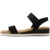 DREAM PAIRS Womens Espadrilles Ankle Stretch Elastic Strap Open Toe Wedges Flats Sandals(Black-suede)