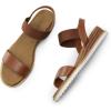 DREAM PAIRS Womens Espadrilles Ankle Stretch Elastic Strap Open Toe Wedges Flats Sandals(Brown)
